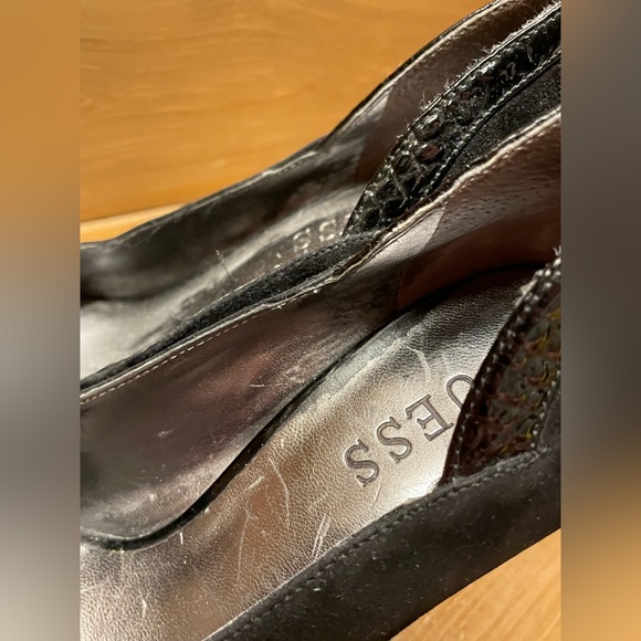 Guess Black High Heels Peek Open Toe Size 6 - Picture 8 of 16